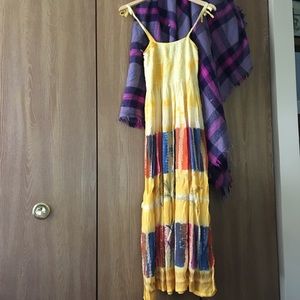 OS yellow tie dyed sundress